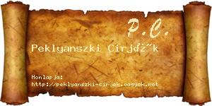 Peklyanszki Cirjék névjegykártya
